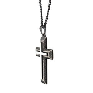 Antique Double-Layer Two Tone Cross Pendant with Chain
