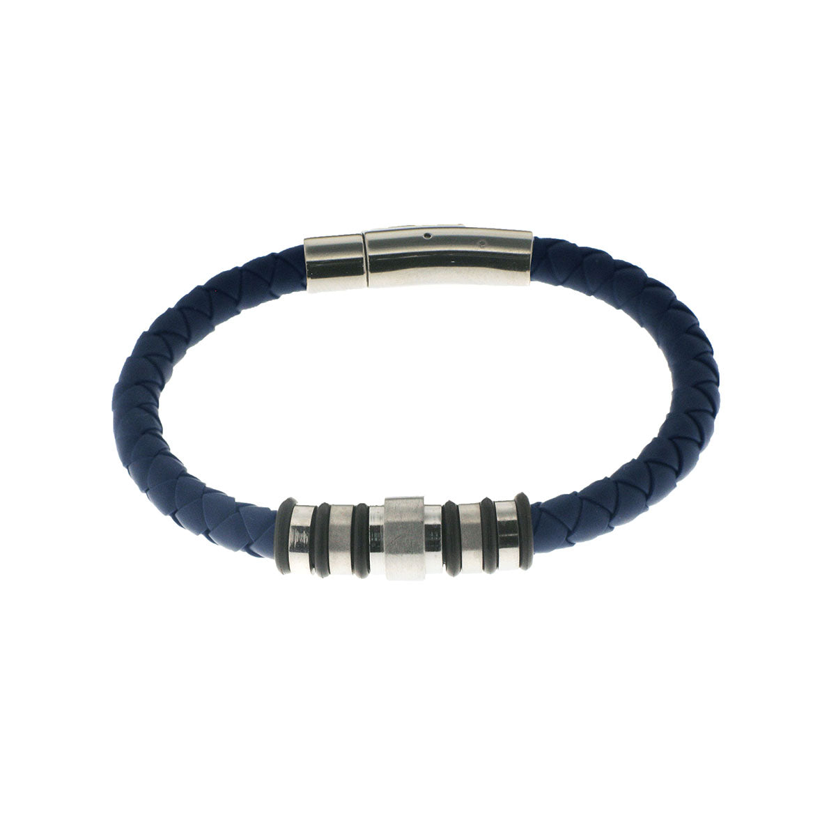 Herringbone Round Weave Bracelet in Navy Blue