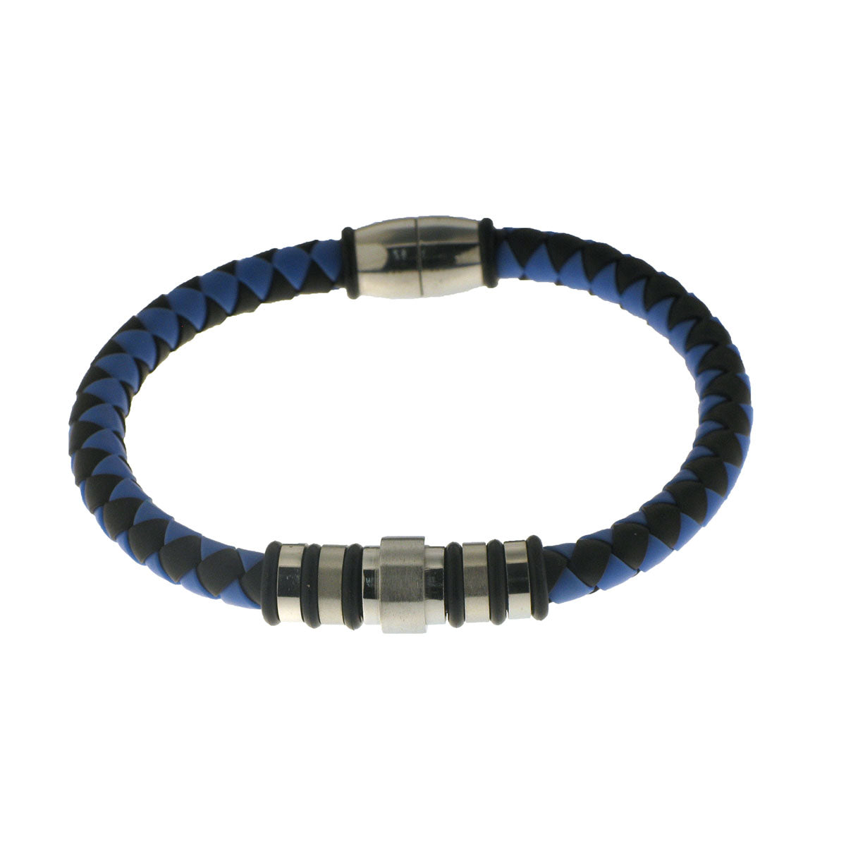 Herringbone Round Weave Bracelet in Blue/Black