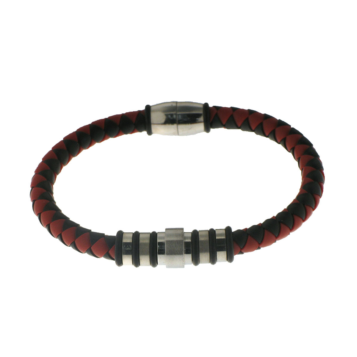 Herringbone Round Weave Bracelet in Red/Black