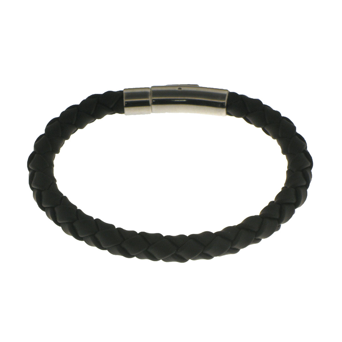 Herringbone Round Silicone Weave Bracelet in Black