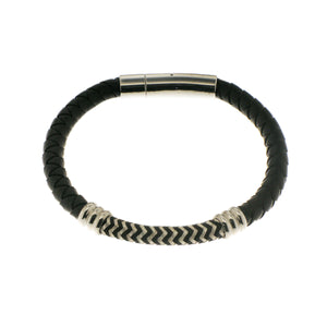 Herringbone Round Weave Bracelet in Black