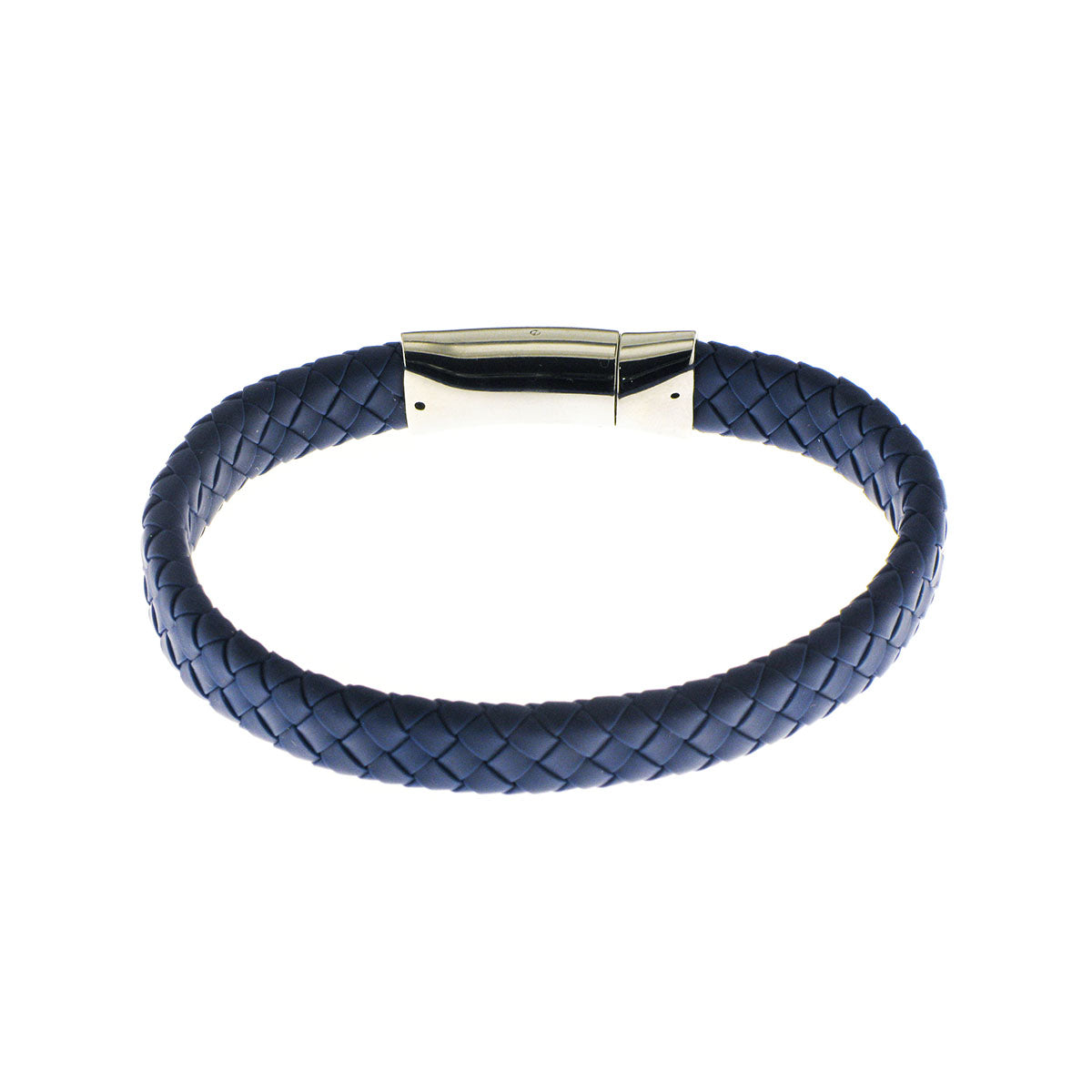 Herringbone Silicone Flat Weave Bracelet in Navy Blue