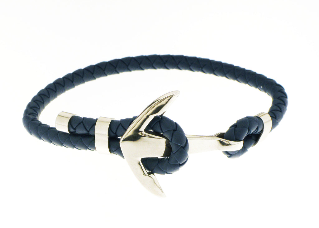 Anchor Bracelet - Navy Blue / Silver Accent