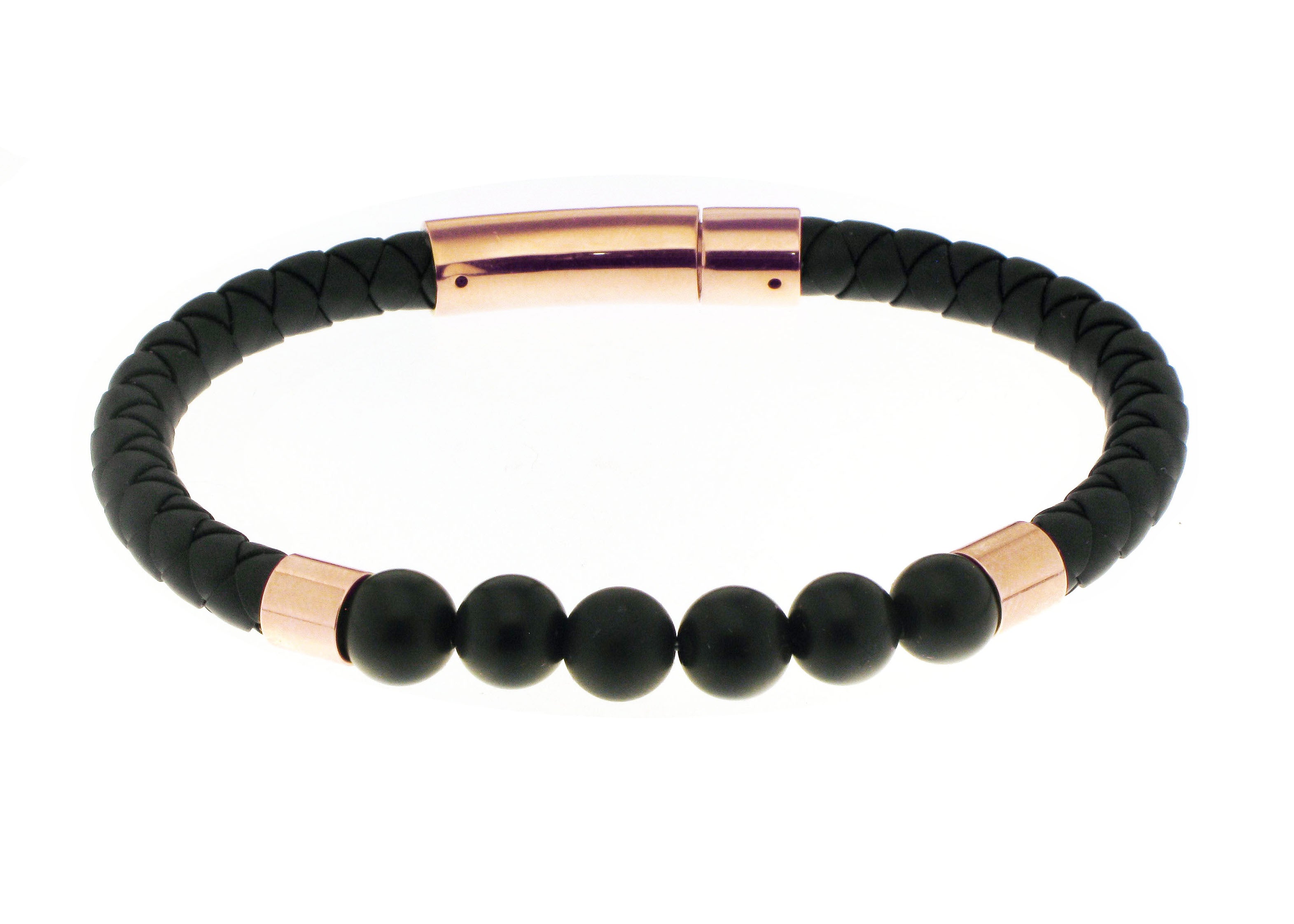 Onyx Silicone Bracelet / Rose Gold Accent