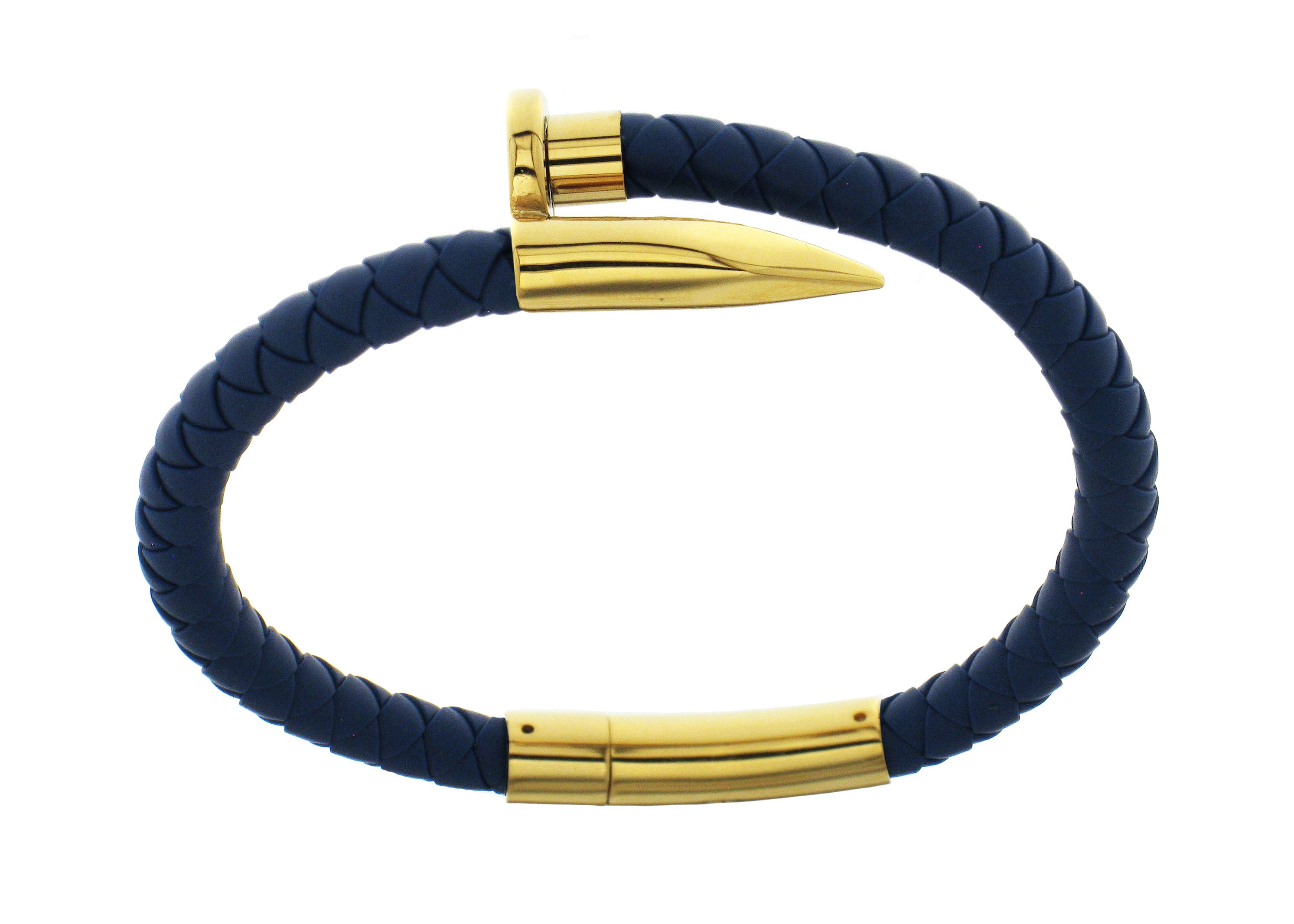 Nail Bracelet - Blue Silicone / Gold Plated