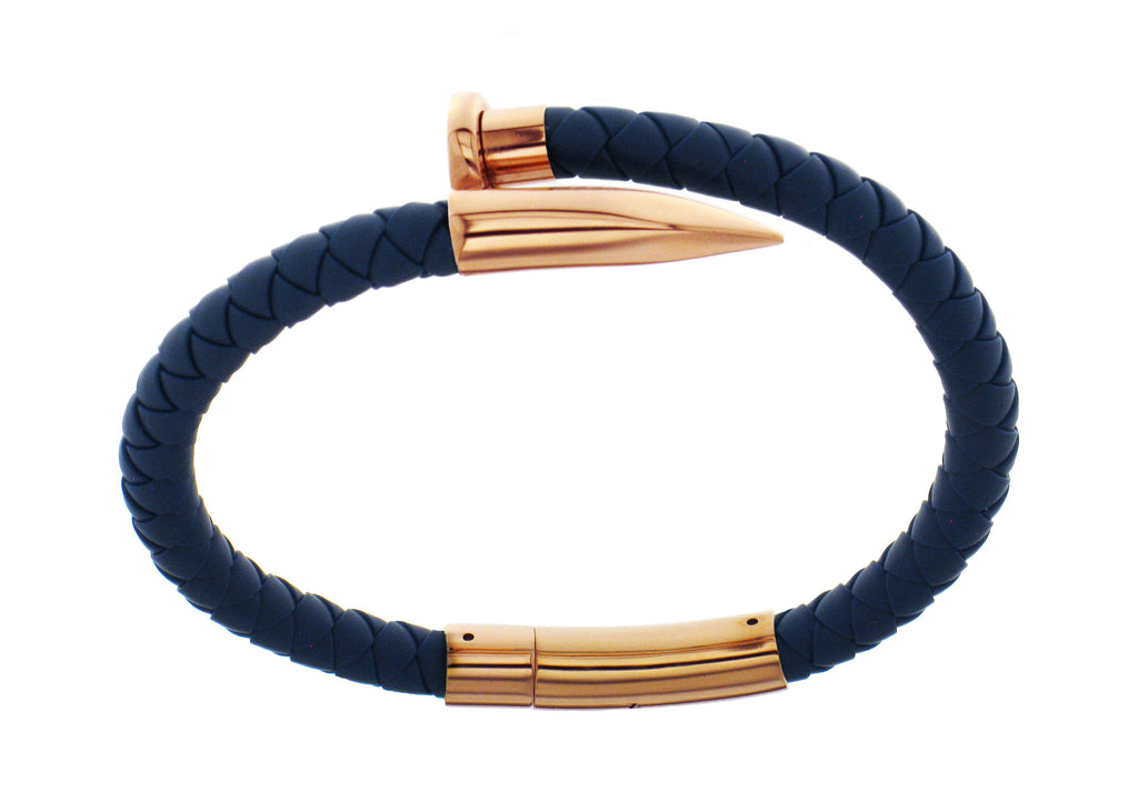 Nail Bracelet - Blue Silicone / Rose Gold Accent