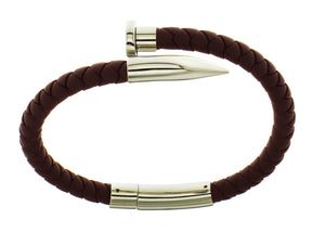Nail Bracelet - Brown Silicone / Silver Accent