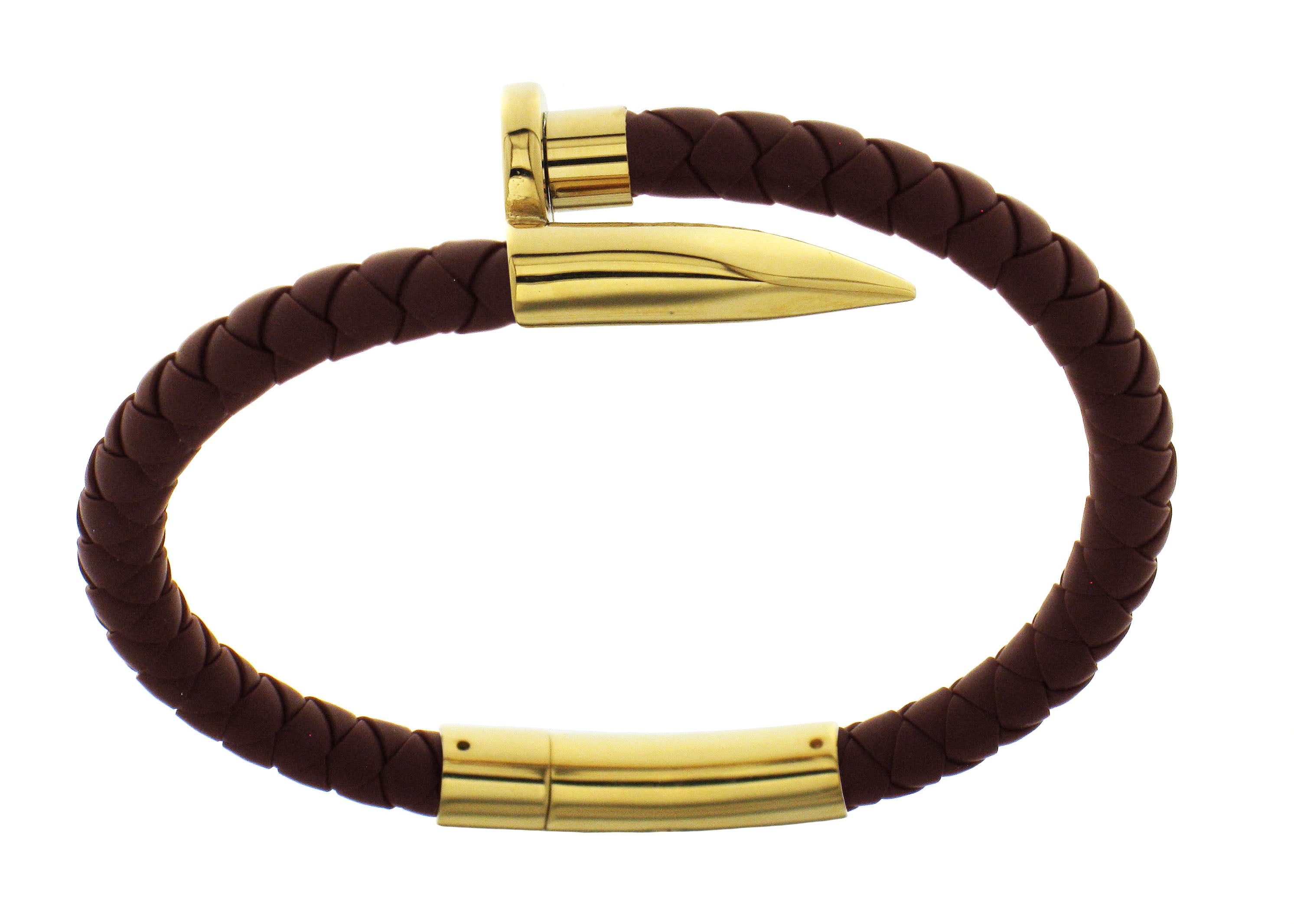 Nail Bracelet - Brown Silicone / Gold Accent