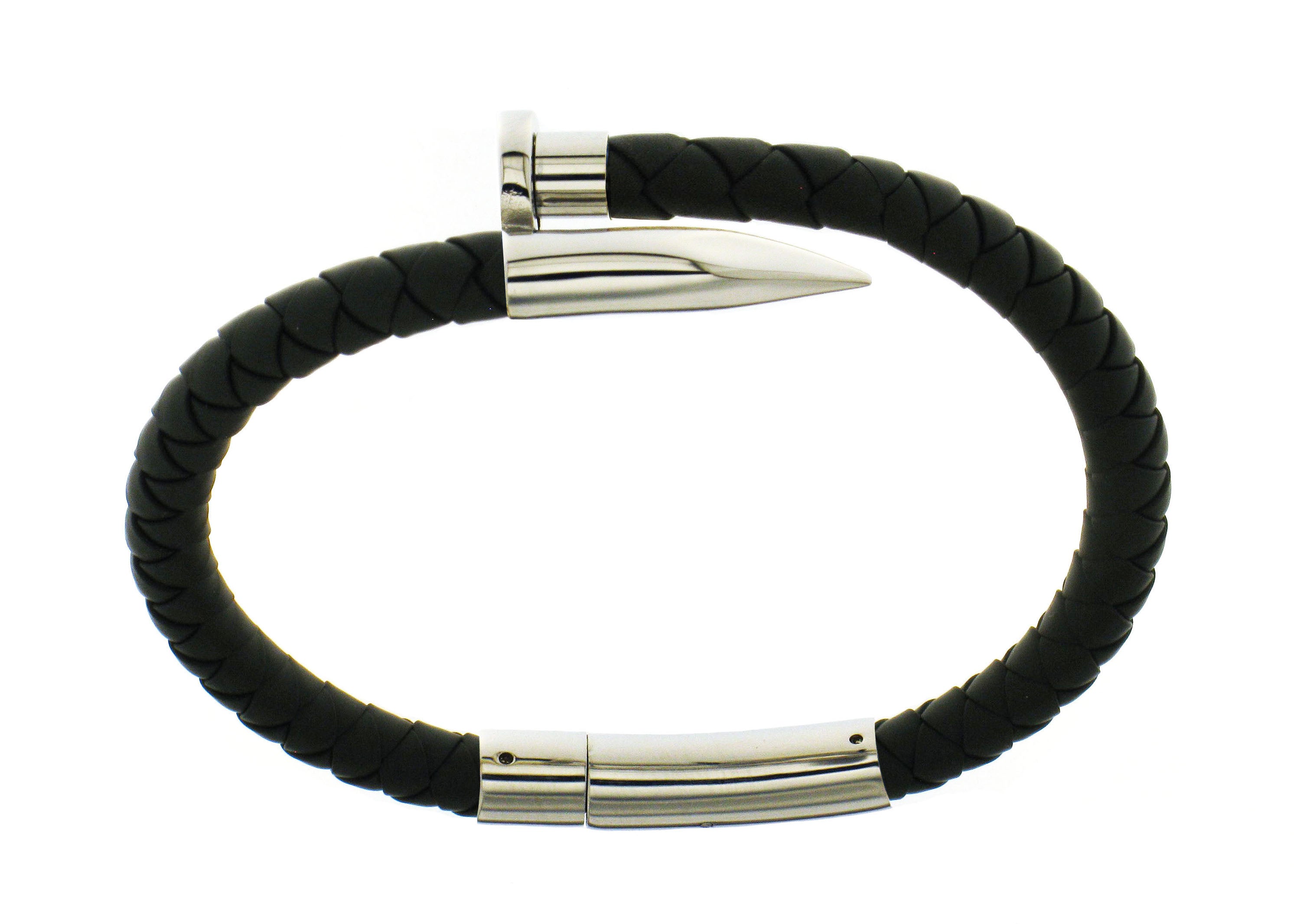 Nail Bracelet - Black Silicone / Silver Accent