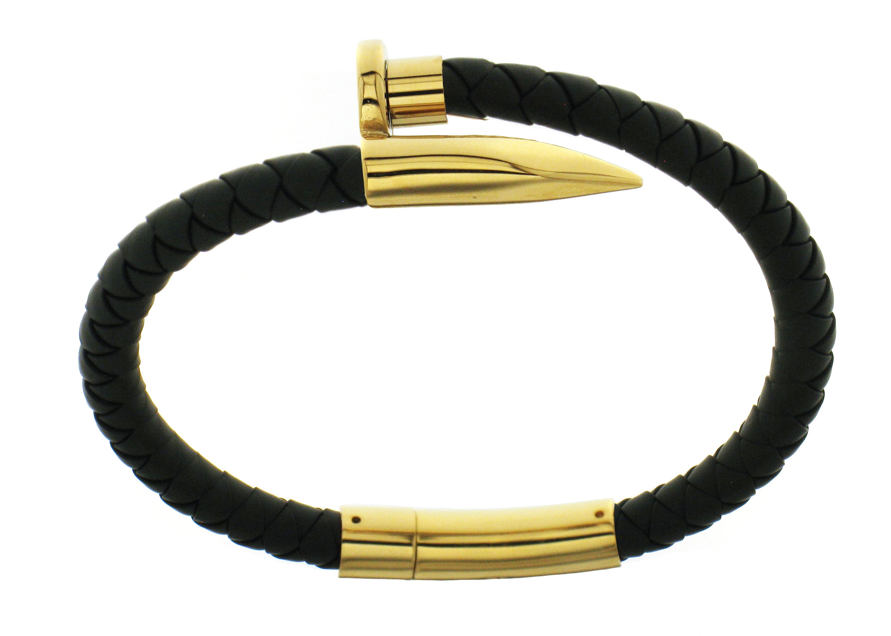 Nail Bracelet - Black Silicone / Gold Accent