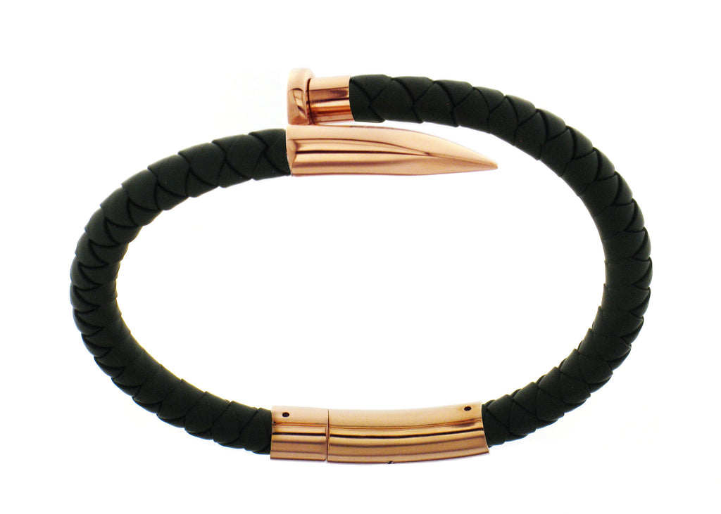 Nail Bracelet - Black Silicone / Rose Gold Accent