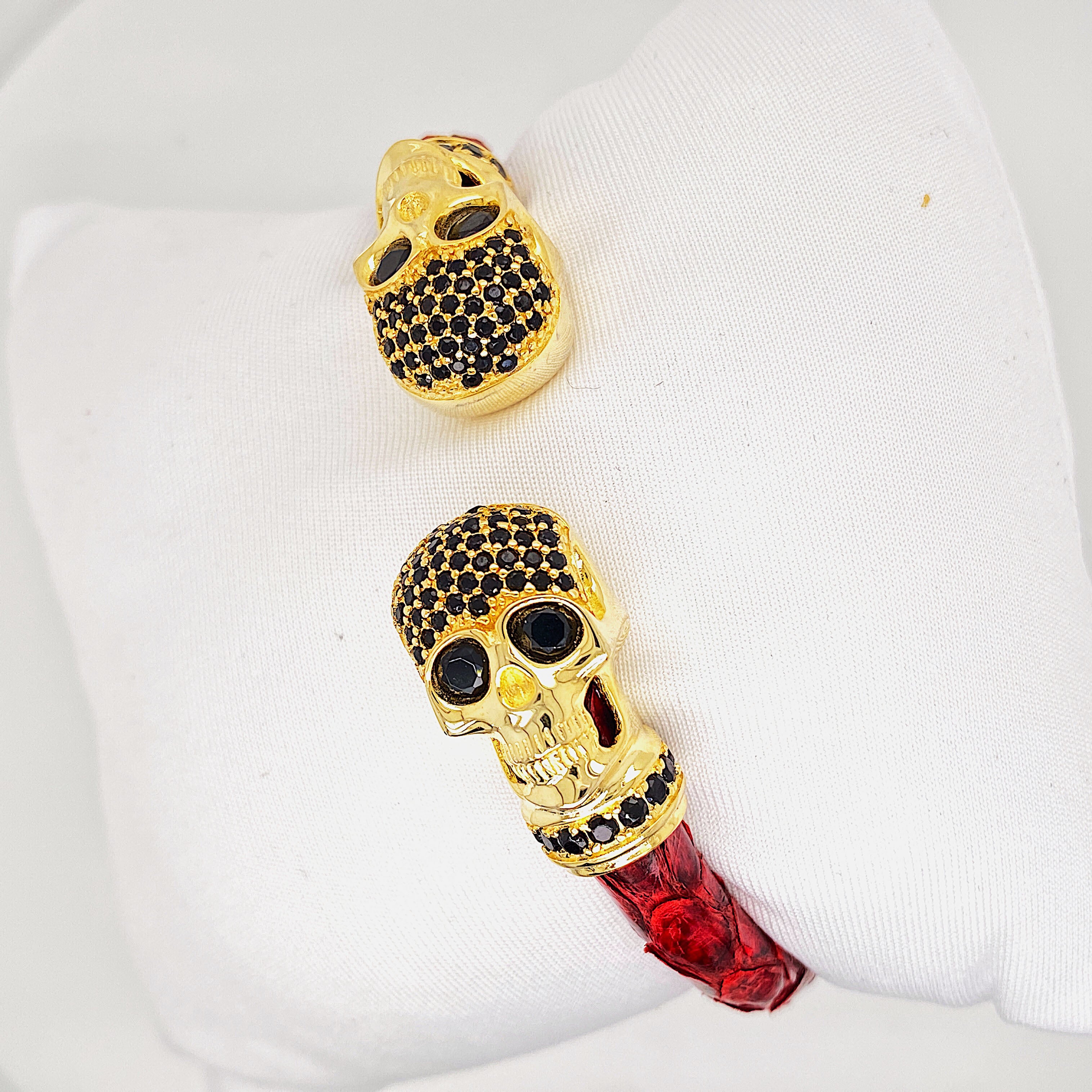 Red Python Bracelet - Gold Skull Head