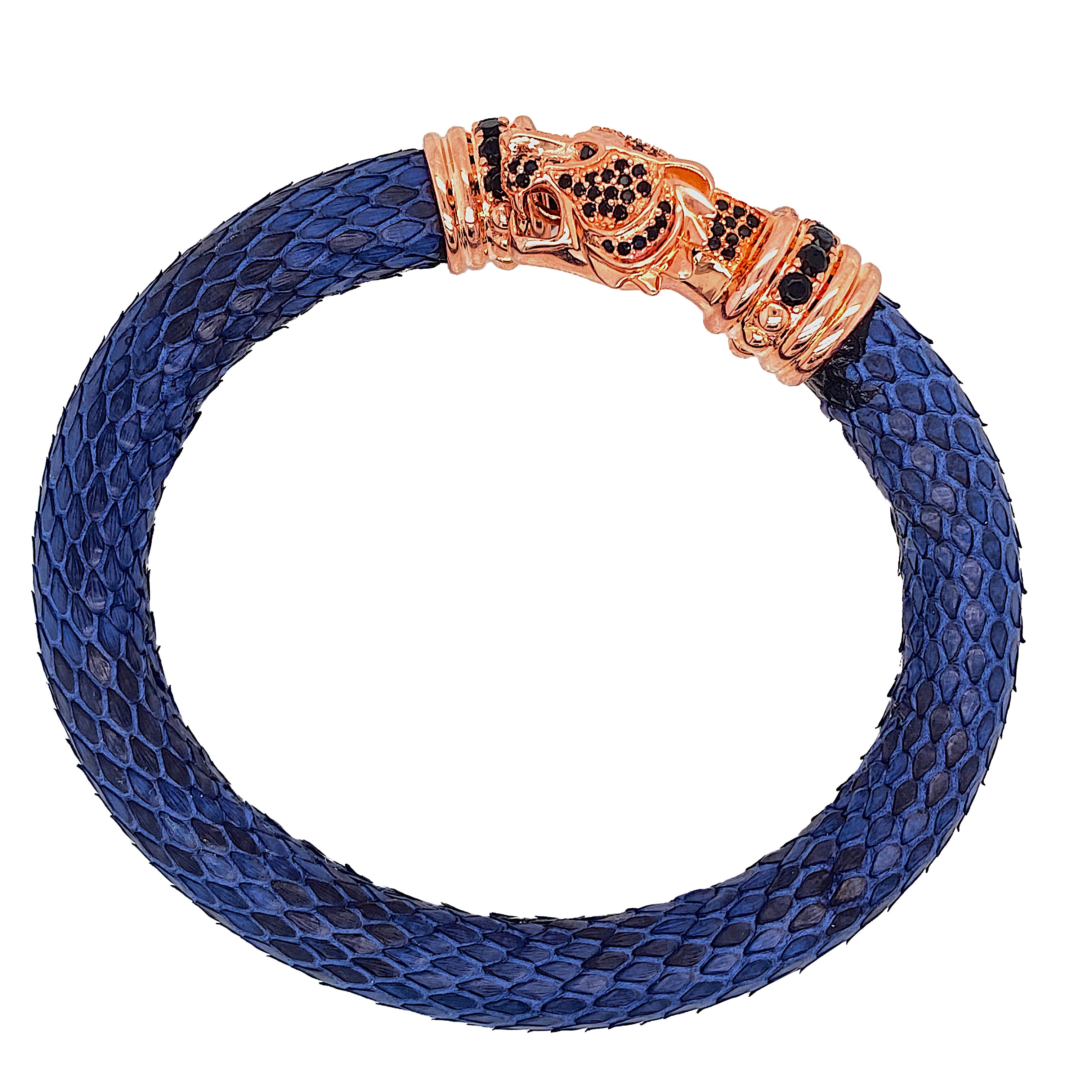 Tiger Head - Blue Python Bracelet