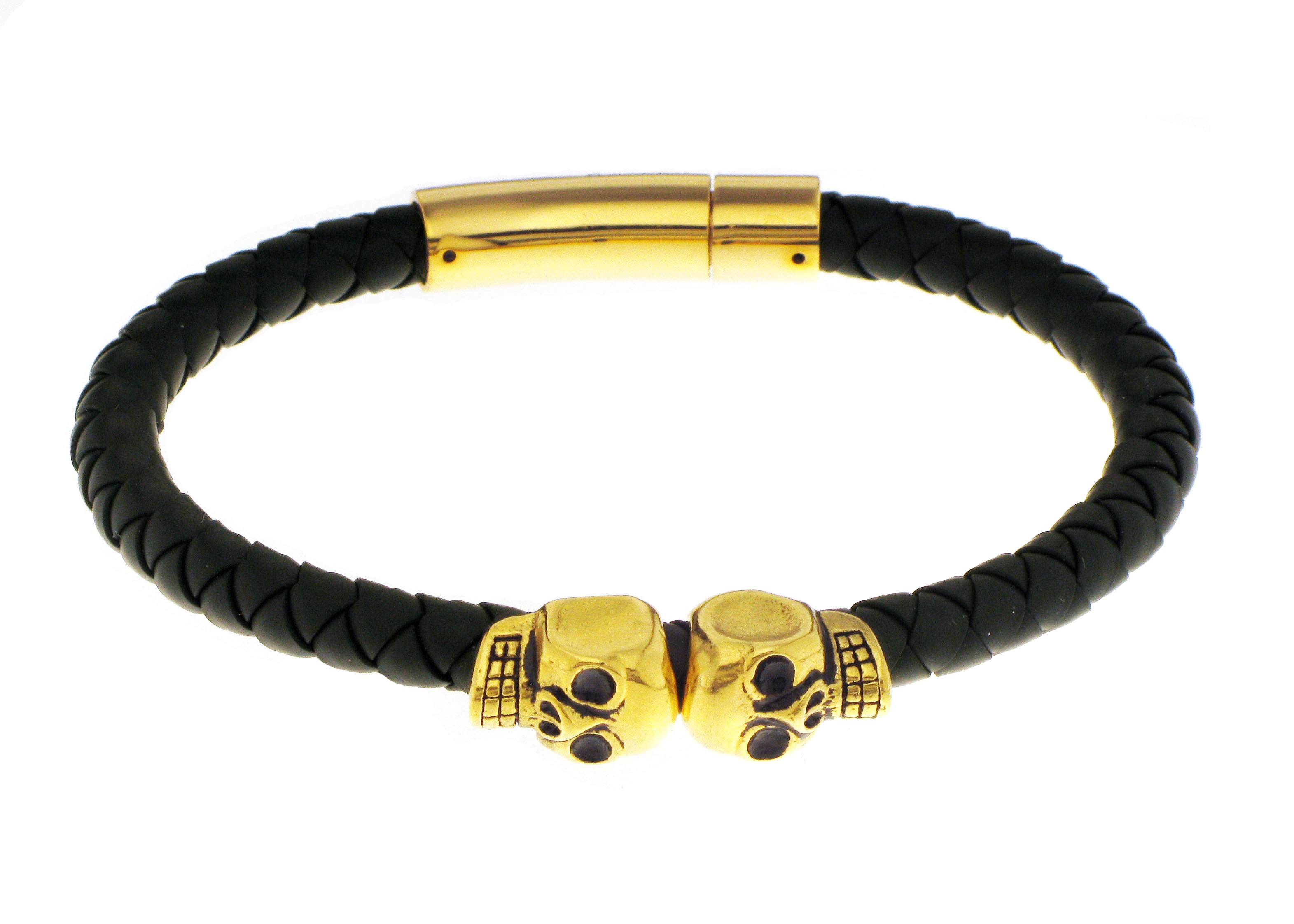 Double Skull - Black Silicone / Gold Accent