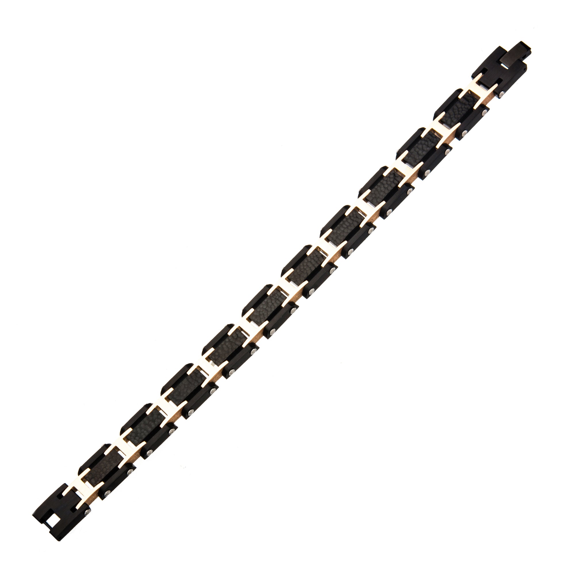 Black Pebble Design with Rose Gold Plated Link Bracelet