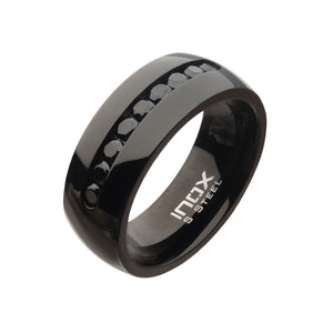 Stainless Steel Black Plated with Black CZ Polished Signet Rings