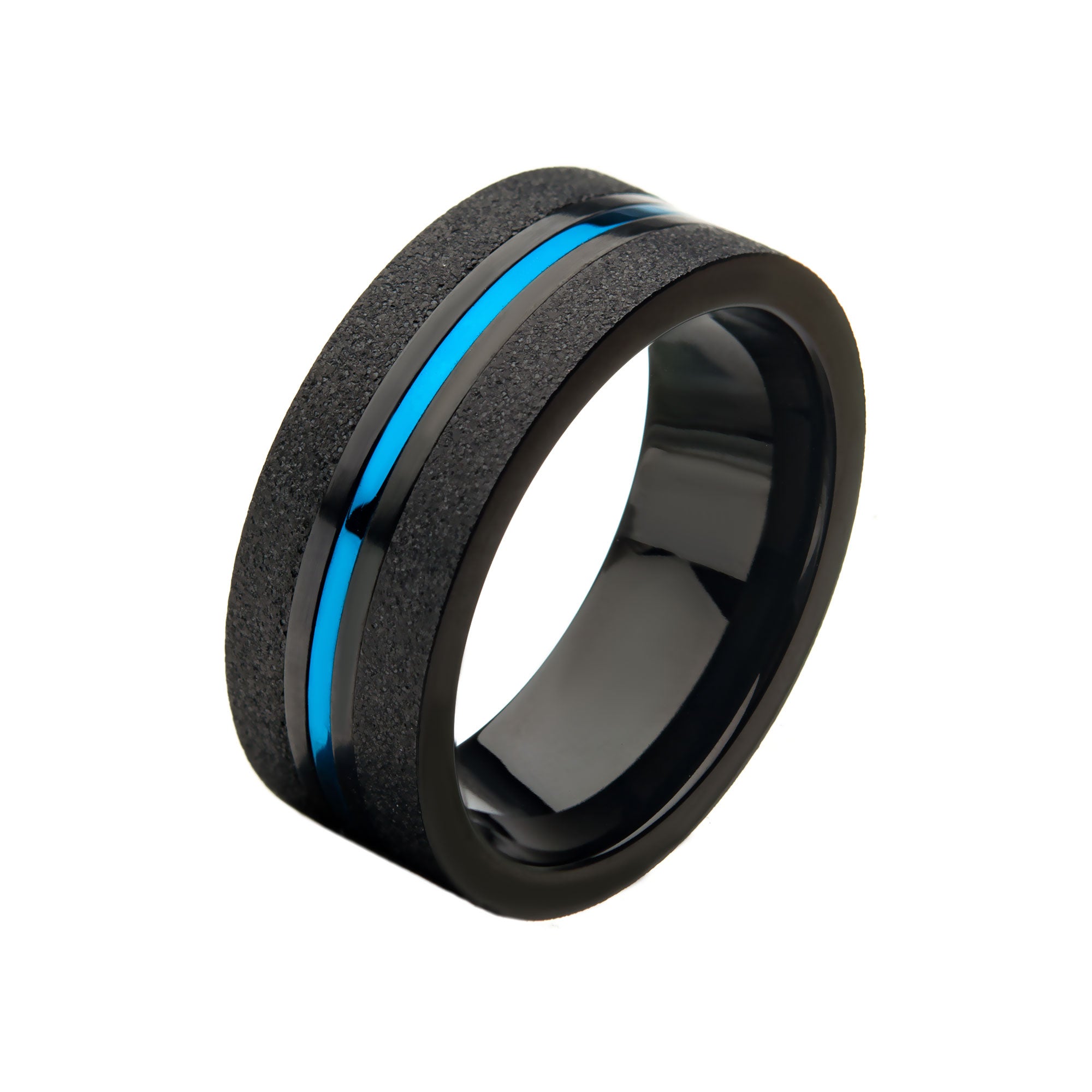 Steel with Blue Plated and Black Plated Ring