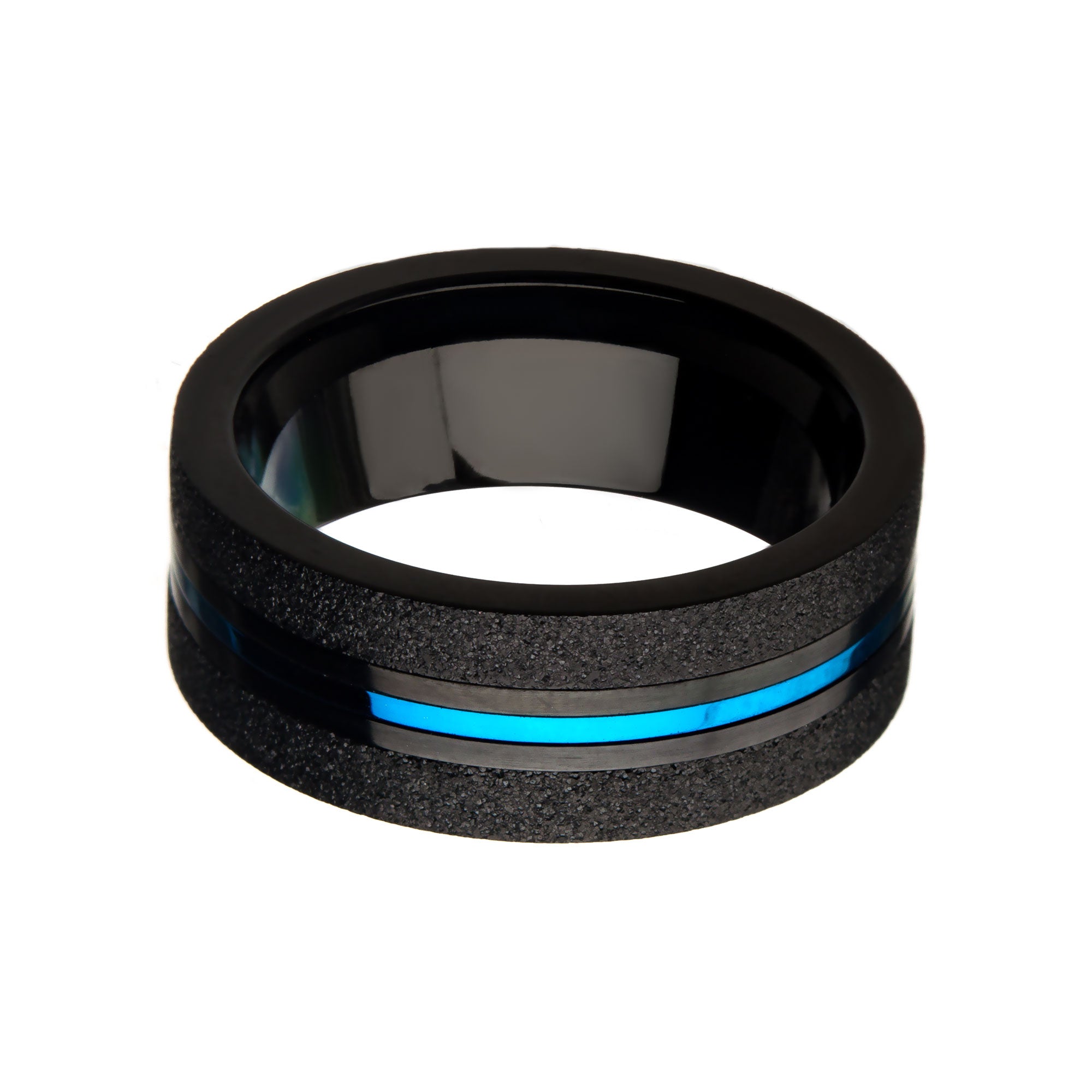 Steel with Blue Plated and Black Plated Ring