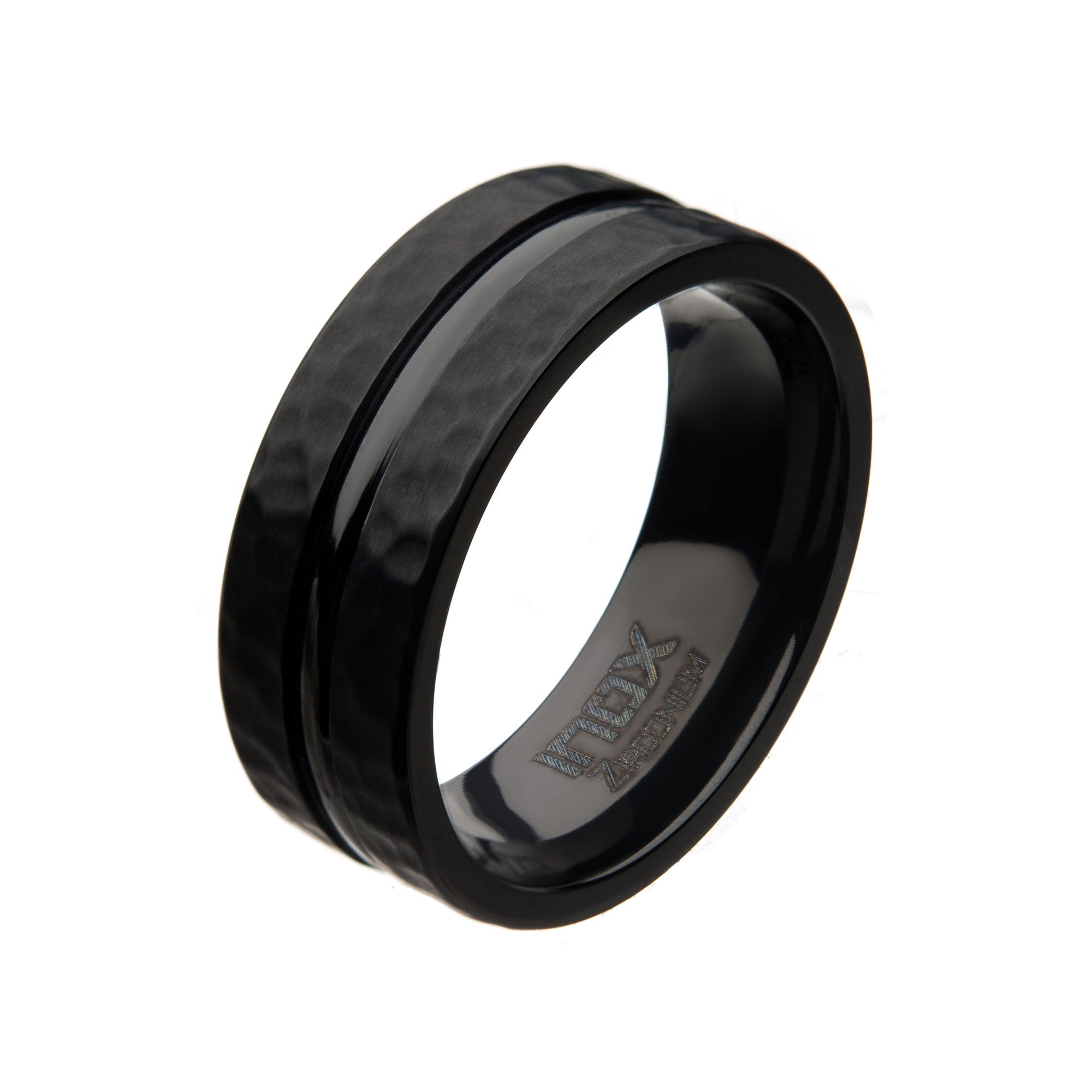 Black Zirconium Hammered Rings