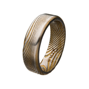 Damascus Matte Gold Plated Band Ring