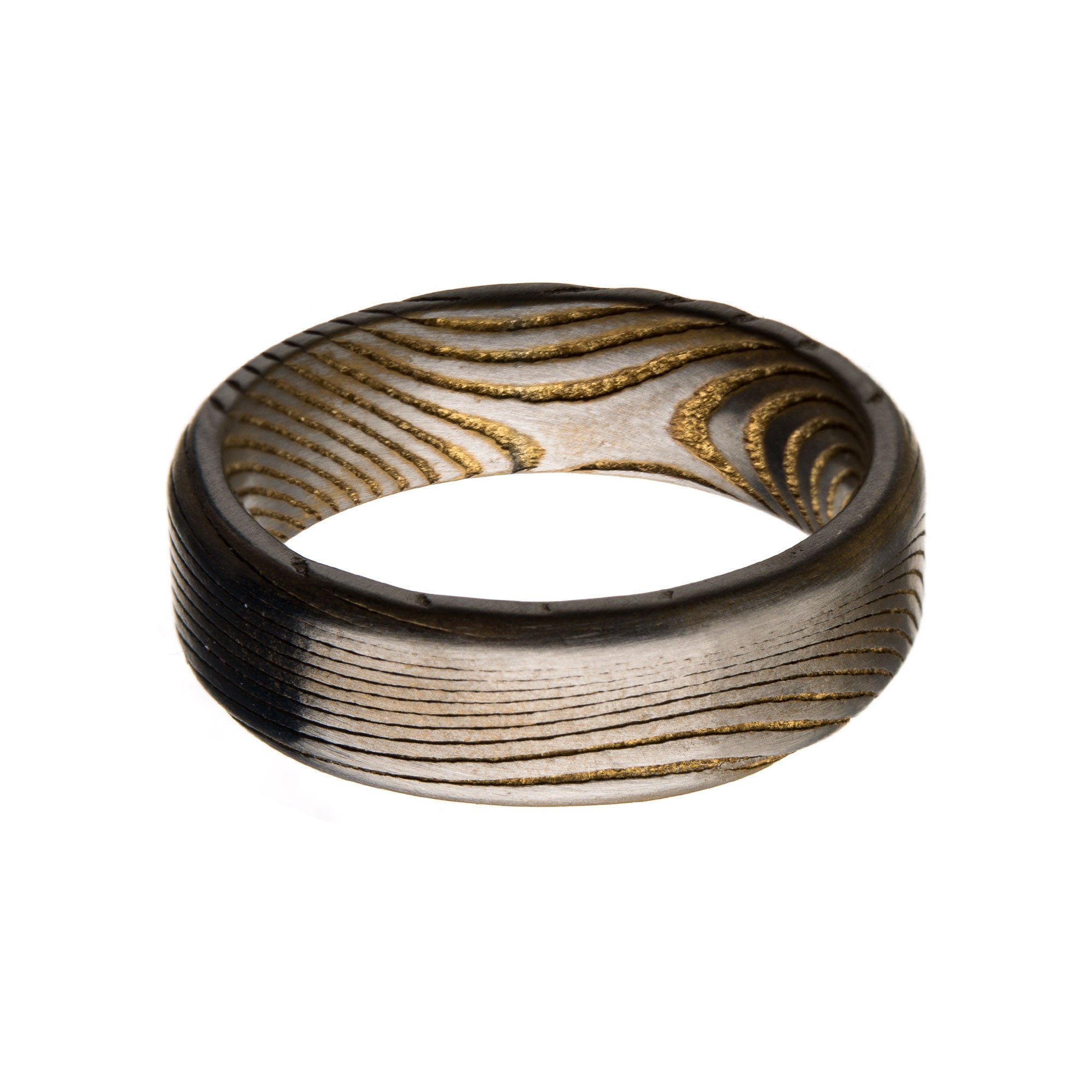 Damascus Matte Gold Plated Band Ring