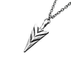 Stainless Steel and Antiqued Finish Arrowhead Pendant with Chain